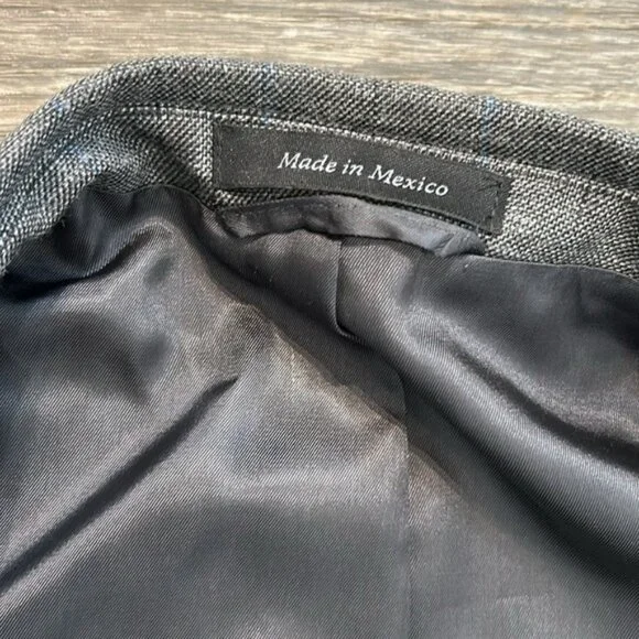 Ralph Lauren 48R Gray Plaid Blue Blazer Suit Jacket Sport Coat Two Button Wool - Picture 15 of 16